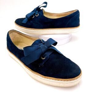 UGG Carilyn Suede Flats Women’s Size 7 Leather Blue Slip On Laces Sneaker Shoes